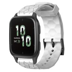 Per Garmin Forerunner Sq2 Cinturino per orologio in silicone tinta unita da 20 mm con motivo a calcio (bianco)