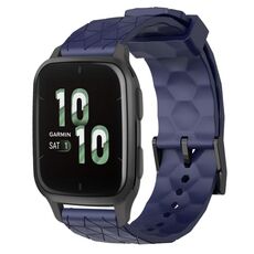 Per Garmin Forerunner Sq2 Cinturino per orologio in silicone tinta unita da 20 mm con motivo a calcio (blu navy)