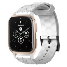 Per Garmin Forerunner Sq2 Music Cinturino per orologio in silicone tinta unita da 20 mm con motivo a calcio (bianco)