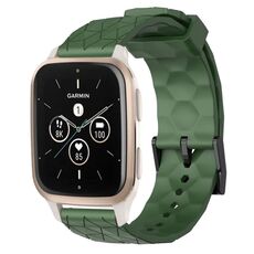 Per Garmin Forerunner Sq2 Music Cinturino per orologio in silicone tinta unita da 20 mm con motivo a calcio (verde militare)