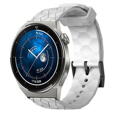 Per Huawei Watch GT3 Pro 46mm 22mm Cinturino in silicone tinta unita con motivo a calcio (bianco)