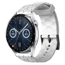 Per Huawei Watch GT3 46mm 22mm Cinturino in silicone tinta unita con motivo a calcio (bianco)