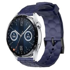 Per Huawei Watch GT3 46mm 22mm Cinturino in silicone tinta unita con motivo a calcio (blu navy)