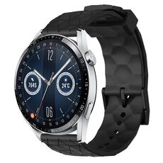 Per Huawei Watch GT3 46mm 22mm Cinturino in silicone tinta unita con motivo a calcio (nero)