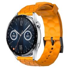 Per Huawei Watch GT3 46mm 22mm Cinturino in silicone tinta unita con motivo a calcio (giallo)