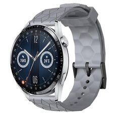 Per Huawei Watch GT3 46mm 22mm Cinturino in silicone tinta unita con motivo a calcio (grigio)