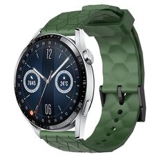 Per Huawei Watch GT3 46mm 22mm Cinturino in silicone tinta unita con motivo a calcio (verde militare)