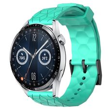 Per Huawei Watch GT3 46mm 22mm Cinturino in silicone tinta unita con motivo a calcio (verde acqua)