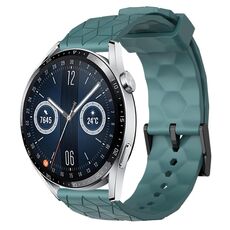 Per Huawei Watch GT3 46mm 22mm Cinturino in silicone tinta unita con motivo a calcio (Rock Cyan)
