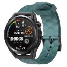 Per Huawei Watch GT Runner 22mm Cinturino in silicone a tinta unita con motivo calcio (Rock Cyan)
