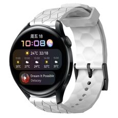 Per Huawei Watch 3 22mm Cinturino in silicone tinta unita con motivo a calcio (bianco)