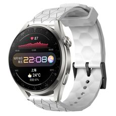 Per Huawei Watch 3 Pro 22mm Cinturino in silicone tinta unita con motivo a calcio (bianco)
