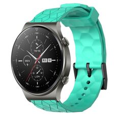 Per Huawei GT2 Pro 22mm Cinturino per orologio in silicone tinta unita con motivo a calcio (verde acqua)