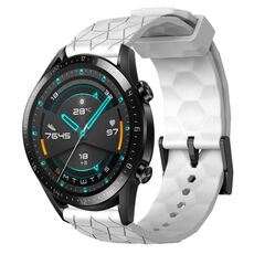 Per Huawei GT2 46mm 22mm Cinturino per orologio in silicone tinta unita con motivo a calcio (bianco)