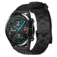 Per Huawei GT2 46mm 22mm Cinturino per orologio in silicone tinta unita con motivo a calcio (nero)