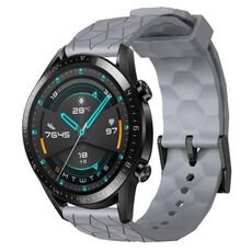 Per Huawei GT2 46mm 22mm Cinturino per orologio in silicone tinta unita con motivo a calcio (grigio)