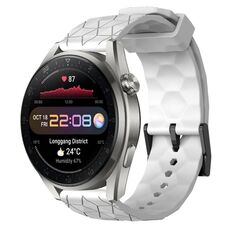 Per Huawei Watch 3 Pro Nuovo cinturino in silicone tinta unita da 22 mm con motivo a calcio (bianco)