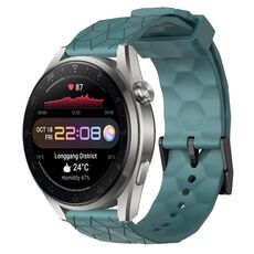 Per Huawei Watch 3 Pro Nuovo cinturino in silicone tinta unita da 22 mm con motivo a calcio (Rock Cyan)