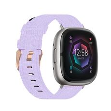 Per Fitbit Sense cinturino in tela intrecciata in nylon (viola chiaro)