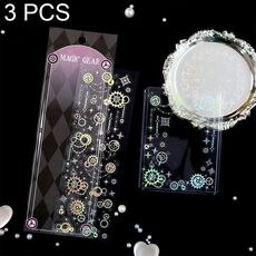 3 PCS Laser Stereo Adesivi fai-da-te Set Manuale Adesivi materiali decorativi (Ingranaggio magico)