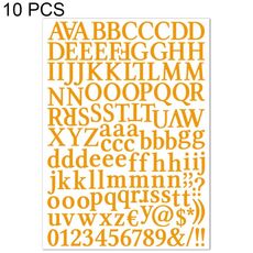 10 pezzi impermeabile alfabeto fai da te manuale adesivo regalo decorazione ufficio adesivo (arancione giallo)