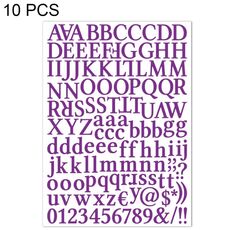 10 PCS Impermeabile Alfabeto Manuale Fai Da Te Adesivo Regalo Decorazione Ufficio Adesivo (Viola)
