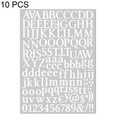 10 PCS Impermeabile Alfabeto Manuale Fai Da Te Adesivo Regalo Decorazione Ufficio Adesivo (Bianco)