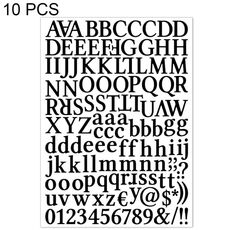 10 pezzi alfabeto impermeabile fai da te manuale adesivo regalo decorazione ufficio adesivo (nero)