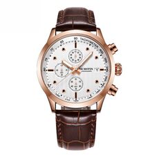 Ochstin 6042B Orologio da uomo al quarzo luminoso impermeabile in pelle da lavoro multifunzionale (oro rosa + caffè)