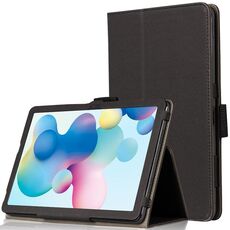 Custodia per tablet in pelle con texture della pelle per TCL NxtPaper 10s con supporto (nero)