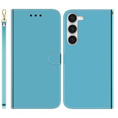 Per Samsung Galaxy S23 + 5G Custodia in pelle con superficie a specchio imitata (blu)