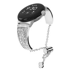 Per Google Pixel Watch Cinturino regolabile con catena diamantata da 20 mm (argento)