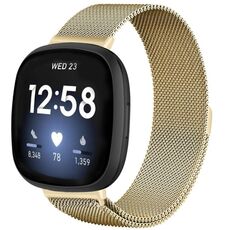 Per Fitbit Versa 4/Versa 3 20mm Milanese Cinturino Magnetico in Metallo con Fibbia Divisa (Retrò Oro)