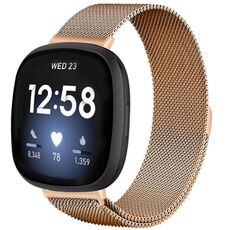 Per Fitbit Versa 4 / Versa 3 20mm Milanese cinturino magnetico con fibbia in metallo diviso (oro rosa)