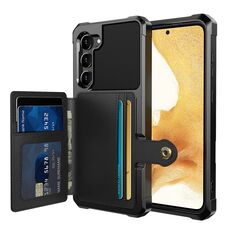 Per Samsung Galaxy S23 + 5G Custodia per telefono in pelle con custodia per carte di credito magnetica (nera)