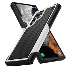 Per Samsung Galaxy S22 Ultra 5G PC + Custodia protettiva antiurto in TPU (bianco + nero)