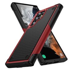 Per Samsung Galaxy S22 Ultra 5G PC + TPU Custodia protettiva antiurto per telefono (rosso + nero)