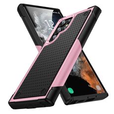 Per Samsung Galaxy S22 Ultra 5G PC + Custodia protettiva antiurto in TPU (rosa + nero)