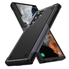 Per Samsung Galaxy S22 Ultra 5G PC + Custodia protettiva antiurto in TPU (grigio + nero)