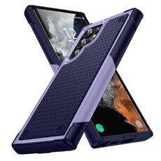 Per Samsung Galaxy S22 Ultra 5G PC + Custodia protettiva antiurto in TPU per telefono (viola chiaro + blu zaffiro)