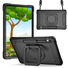 Per Samsung Galaxy Tab S7+ / S8+ / S7 FE Custodia per tablet con supporto per bracciale in silicone + PC (nero)