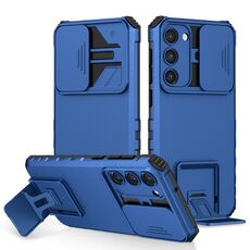 Per Samsung Galaxy S23+ 5G Supporto stereoscopico Custodia scorrevole per telefono camshield (blu)