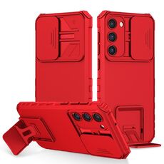 Per Samsung Galaxy S23+ 5G Supporto stereoscopico Custodia per telefono con camshield scorrevole (rosso)