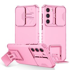 Per Samsung Galaxy S23+ 5G Supporto stereoscopico Custodia per telefono con camshield scorrevole (rosa)