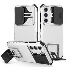 Per Samsung Galaxy S23+ 5G Supporto stereoscopico Custodia scorrevole Camshield per telefono (bianca)