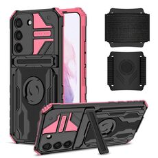 Per Samsung Galaxy S23 + 5G Custodia per telefono con cinturino per armatura (rosa)
