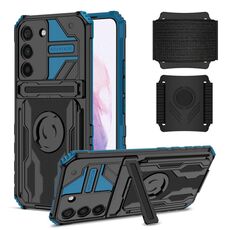 Per Samsung Galaxy S23 + 5G Custodia per telefono con cinturino per armatura (blu)
