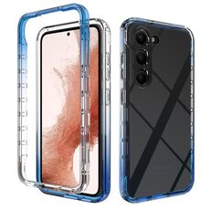 Per Samsung Galaxy S23+ 5G Custodia protettiva per telefono in TPU trasparente a colori sfumati + PC (blu)