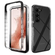 Per Samsung Galaxy S23 5G Trasparente Colore sfumato TPU + Custodia protettiva per PC (Nero)