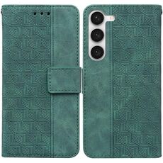 Per Samsung Galaxy S23 5G Custodia per cellulare in pelle goffrata geometrica (verde)